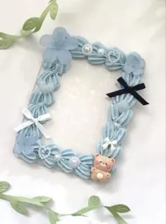 【14】水色　くま　硬質ケースデコ ホイップデコ トレカケース 推し活 オタ活