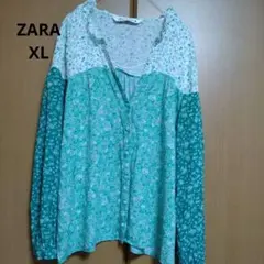 ZARA 花柄パッチワーク風ボヘミアンボーホーナチュラルXL