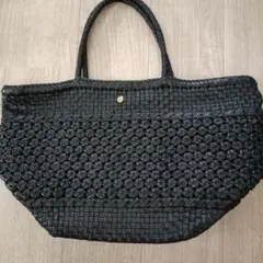 美品 ヘレンカミンスキー ハンドバッグ カゴバッグ フリンジ ネイビー