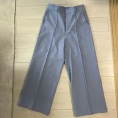 GU水色あったかセンタープレスワイドパンツXL