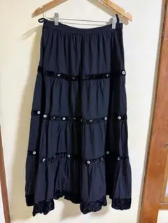 ブラック フレアスカート レース付き