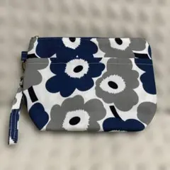 花柄ポーチ ネイビー グレー