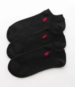 【新品未使用】 ポロ　ラルフローレン メンズ　スニーカーソックス 黒　3足組