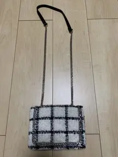 ZARA かばん ショルダーバッグ ツイード チェーン