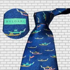 BVLGARI ゴンドラ柄 ネクタイ ネイビー