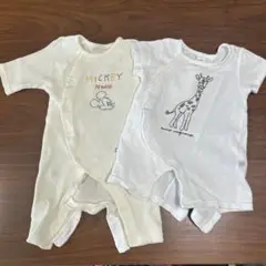 ミッキーマウスとキリンのロンパース 50-60cm