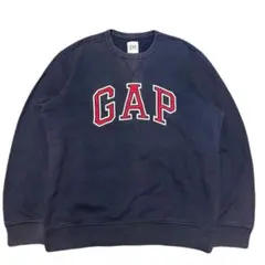 GAP スウェット　フェード　ナス紺　Vガゼット　アーチロゴ　刺繍ロゴ　M