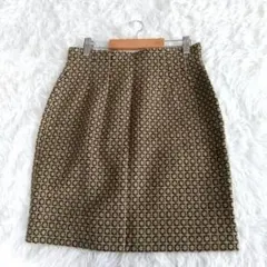 【ラネロッシ】幾何学模様 タイトスカート ミニスカート ウール100%