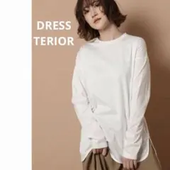 美品★コットン 天竺 ラウンドヘム カットソー 長袖 白 DRESSTERIOR