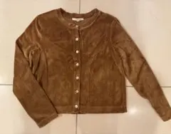 コットンポリエステルベロア クルーネックカーディガン