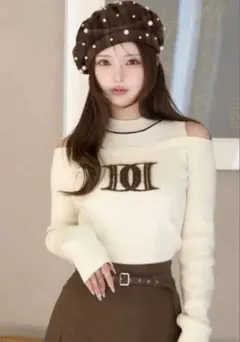 Darich ダーリッチ レイヤード ライク ロゴ ニット トップス 長袖