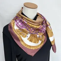 3-24.上質 タッセル&リボンモチーフ　シルクツイルスカーフ