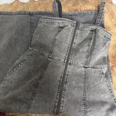 グレー デニム風 ジップアップ ワンピース　GU