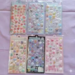 ぷくぷくシール6枚セット　可愛いシール 3D 立体シール　まとめ売り