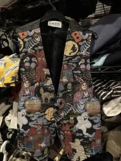 FACETS 刺繍ベスト　激レア　ハロウィンモチーフ　アメカジ　USA製