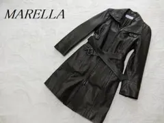 マレーラ　マックスマーラ　ベルテッド　ラムレザー　コート　ダークブラウン　４０