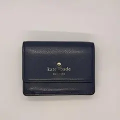 kate spade ケイトスペード 三つ折り財布 ネイビー レザー コンパクト