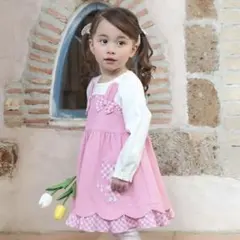 クーラクール/110㎝♡ チューリップアップリケ うさみみ ドッキングワンピース