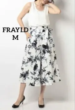 FRAY I.D フレイアイディー 花柄 切替 フレアガウチョコンビネゾン M