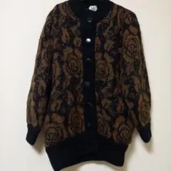 ローズパターン ニットカーディガンLサイズ 圧縮パックにてお届け