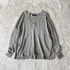 美品 ラルフローレン Vネック ハイゲージ ニットソー ニット XS グレー