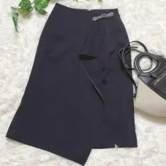 EPOCA 日本製 ラップ風 スカート 濃紺36 上品通勤 タイト 美シルエット