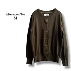 【Afternoon Tea】クルーネックカーディガン　ウール混　カーキ　羽織りのサムネイル