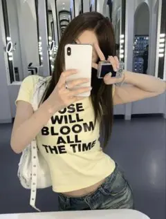 ロゴプリント 半袖Tシャツ イエロー