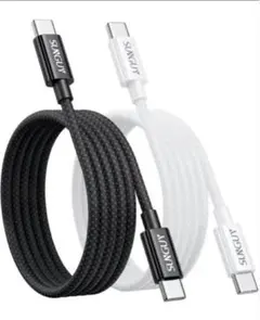 【新品】Type C 充電 ケーブル 1ｍ ブラック ホワイト セット‼️