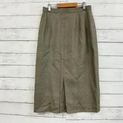 【DAKS ダックス】ウール×絹 チェックスカート 日本製 グリーン系 Mのサムネイル