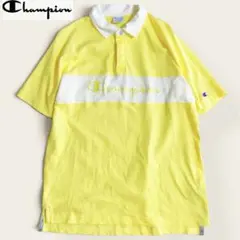 【値下げ】 Champion ポロシャツ イエロー✕ホワイトXLチャンピオンのサムネイル