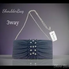 3Way ショルダーバッグ クラッチ バッグ 黒 ブラック パール 新品未使用