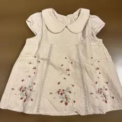 100cm プティマイン　いちご刺繍　襟付き　トップス　可愛い　ピンク　キッズ