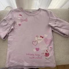 ハート刺繍 半袖トレーナー 薄紫