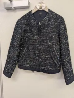 【美品】ARTISAN ノーカラージャケットツイード✕ネイビー系のサムネイル