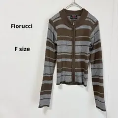 Fiorucci フィオルッチ　ボーダー柄リブニットジップアップ　F ウール混