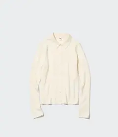UNIQLO エクストラファインメリノリブポロカーディガン　オフホワイト　M