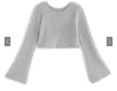 GRLフェザーニットダブルジップショート丈トップス