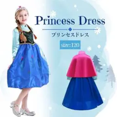 アナ雪 ドレス 120 雪山アナ プリンセス 仮装 長袖 マント付 2way