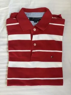 TOMMY HILFIGER 赤白ストライプ ポロシャツ M
