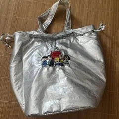 シルバー トートバッグ キャラクター刺繍