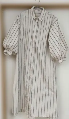 ストライプ 長袖シャツワンピース M