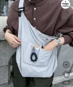 新品　POIK nugu original ショルダー バッグ ライトグレーのサムネイル