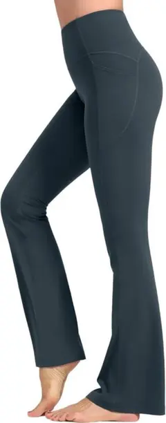 【新品未開封】 Yvette フレア ヨガパンツ Lサイズ　グレー ポケット付き