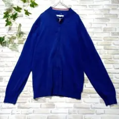 グリーンレーベルリラクシング　アウター　長袖　ノーカラー　Ⅼ　ブルー　ジャンバー