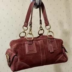 COACH ソーホー スエードレザーハンドバッグ ボルドー ミニボストン 