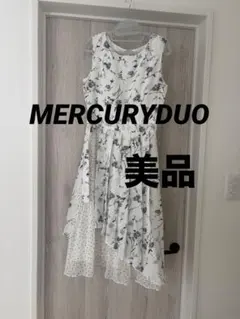 MERCURYDUO花柄フラワー　ドット柄　異素材プリーツ切り替えワンピースのサムネイル