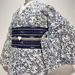 浴衣 竺仙 ふくら雀 注染 裄65.5 身丈161 紺白 綿 - メルカリ
