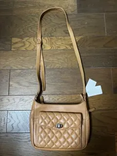 【新品未使用タグ付き】三宝羊革キャメル ショルダーバッグ　海外古着