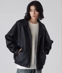 【LUENNA】 レギュラーカラージップ合皮ブルゾン